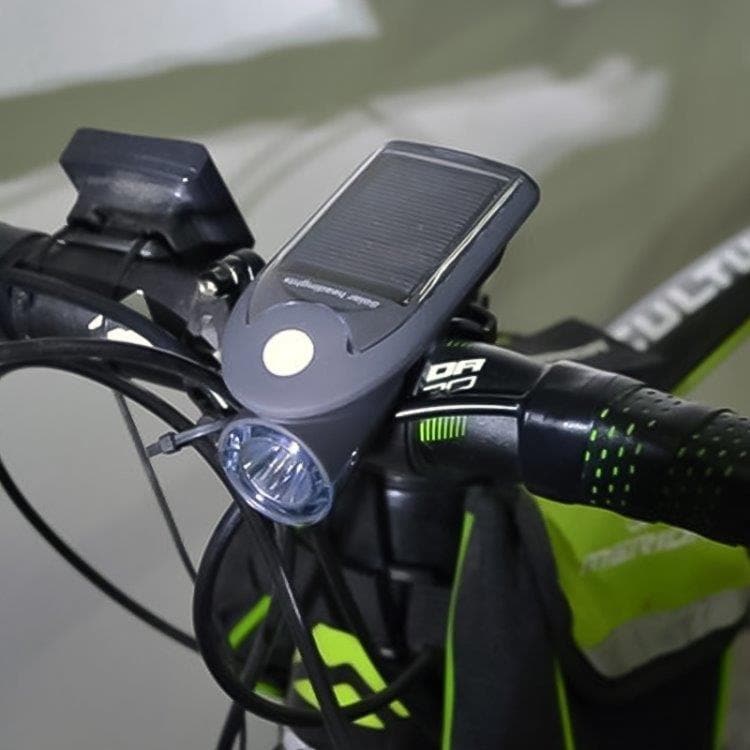 Polkupyörän valo, joka toimii aurinkokennoilla - Etuvalo