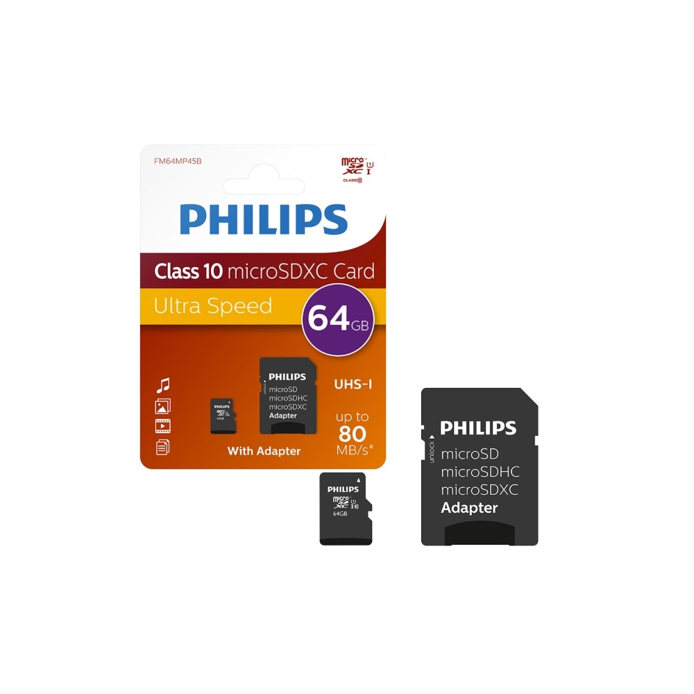 Philips MicroSDXC 64GB CL10 80mb/s UHS-I