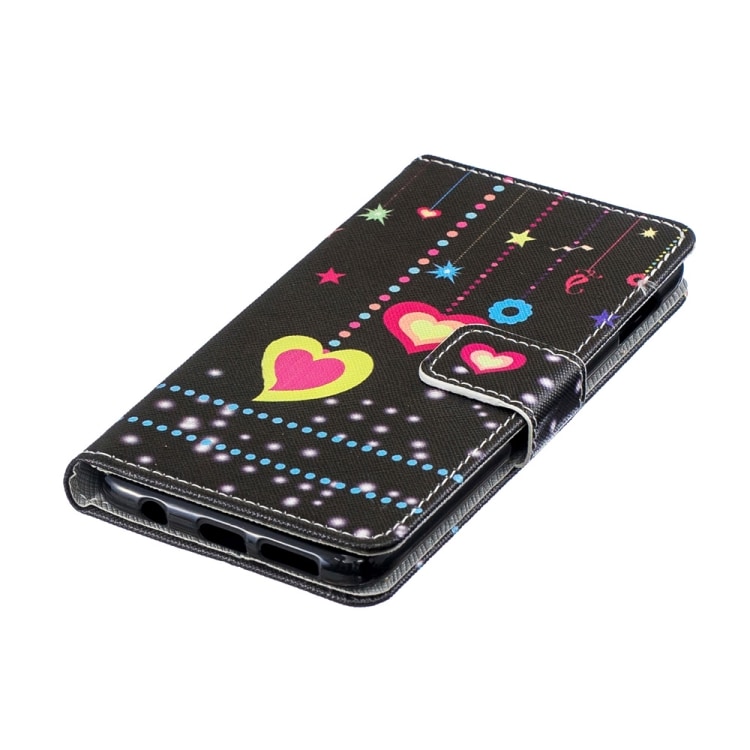 Nahkakotelo/flip kotelo/ korttipidike Galaxy S10e , värikkäät sydämet