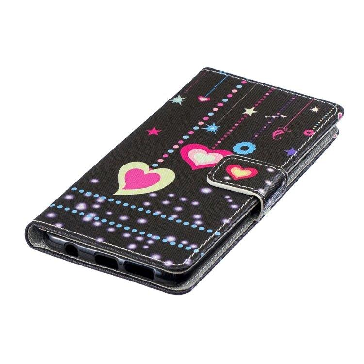 Nahkakotelo/flip kotelo/ korttipidike Samsung Galaxy S10+, värikäs sydän