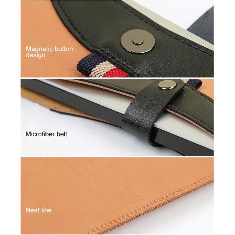 Kotelo kannettavalle tietokoneelle nahkaa magneettisulkijalla MacBook Air 15.4" tuuman musta+ruskea