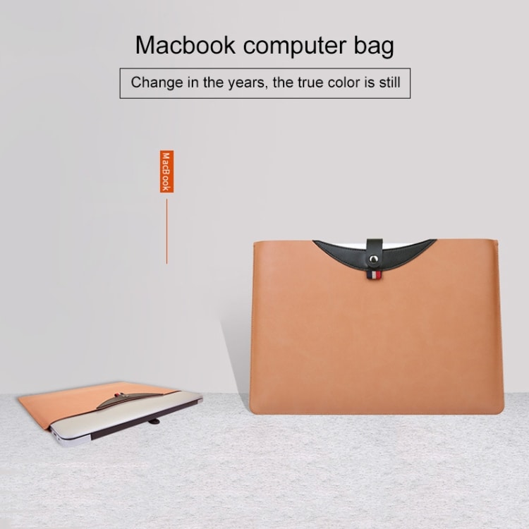 Horisontaali nahkakotelo magneettisulkijalla MacBook Air 13.3"tuumaa musta+ruskea