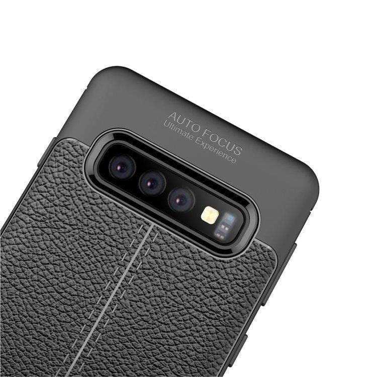 Nahkajäljitelmää oleva silikoni Kuori  Samsung Galaxy S10 - Harmaa