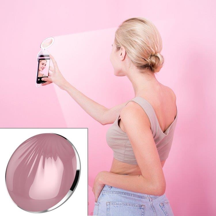 Selfie LED-lamppu integroidulla meikkipeilillä ja varavirtalähteellä - Pinkki