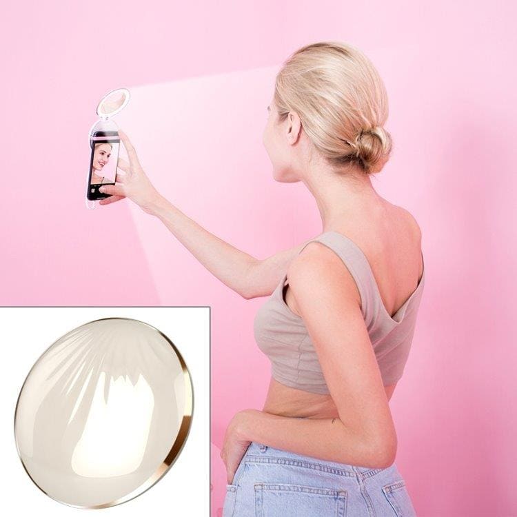 Erinomainen mini Meikkipeili varavirtalähteellä ja selfie-lampulla - Valkoinen
