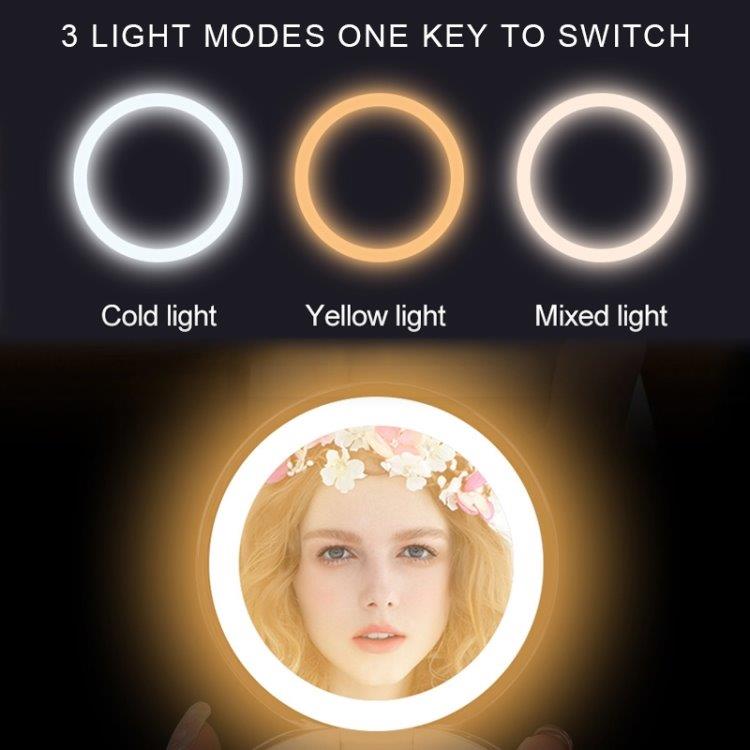 Meikkipeili varavirtalähteellä & selfie LED-lampulla - Valkoinen