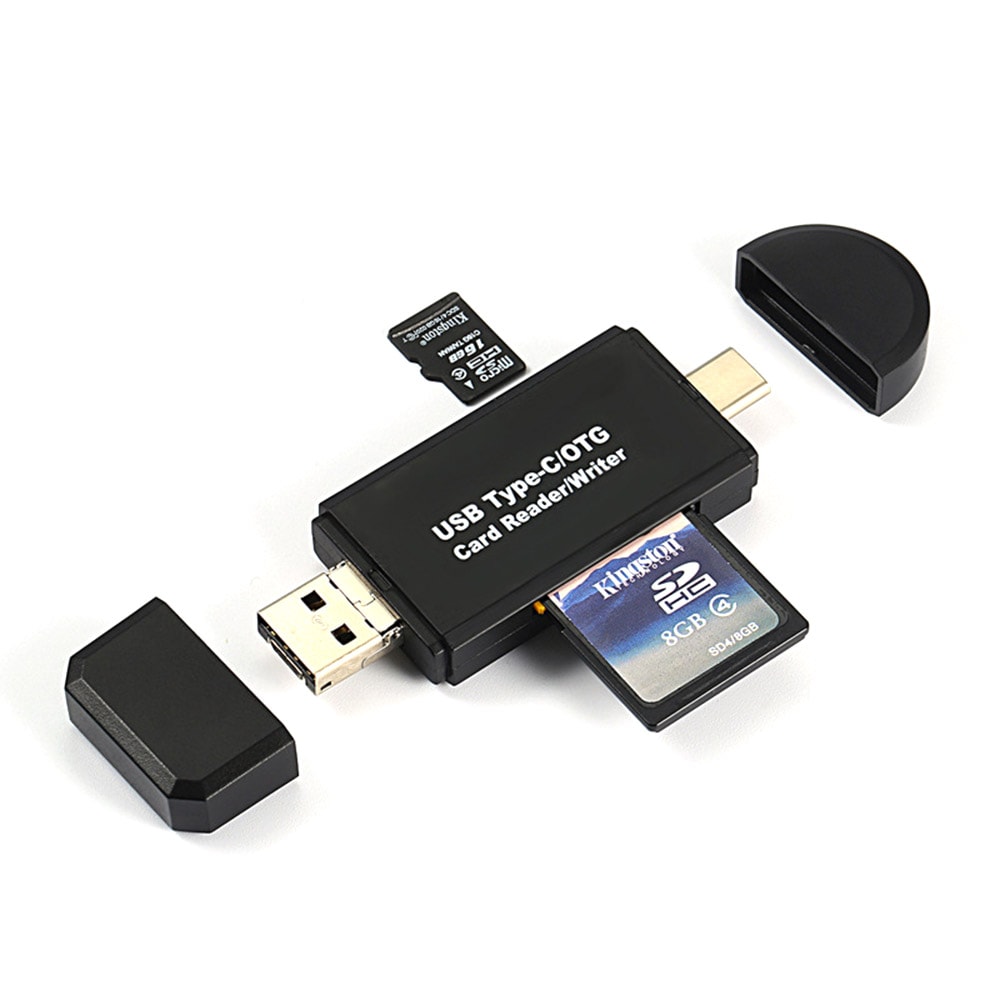 3in1 Muistikortinlukija USB/MicroUSB/USB Tyyppi C