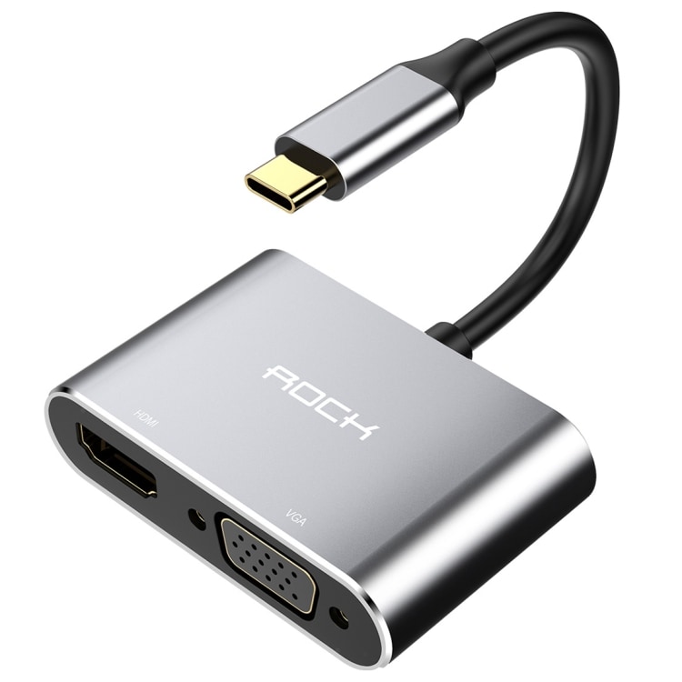 ROCK USB-C / Tyyppi-C - HDMI + VGA adapteri
