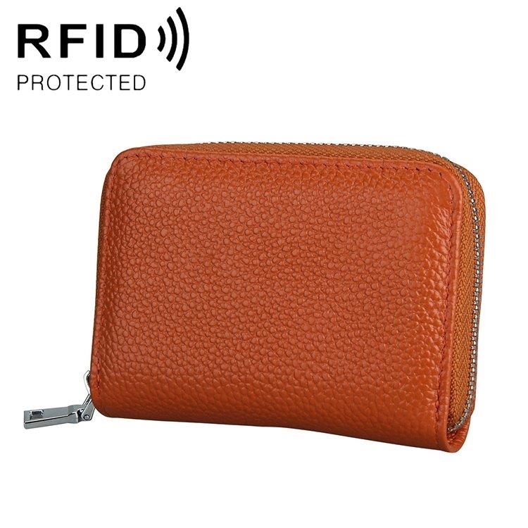Lompakko vetoketjulla RFID Ruskea
