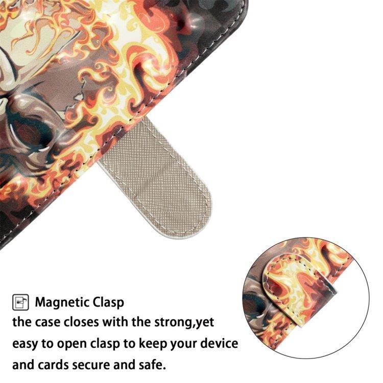 Flip kotelo Burning Scull telineellä Huawei P30 Pro