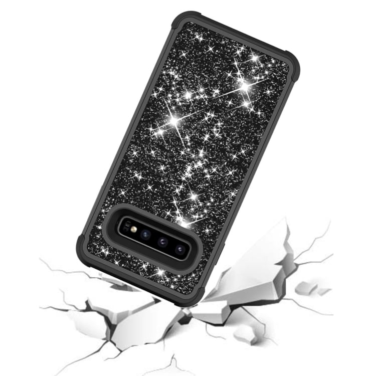 Shockproof Glitter-kotelo Samsung Galaxy S10+ Musta