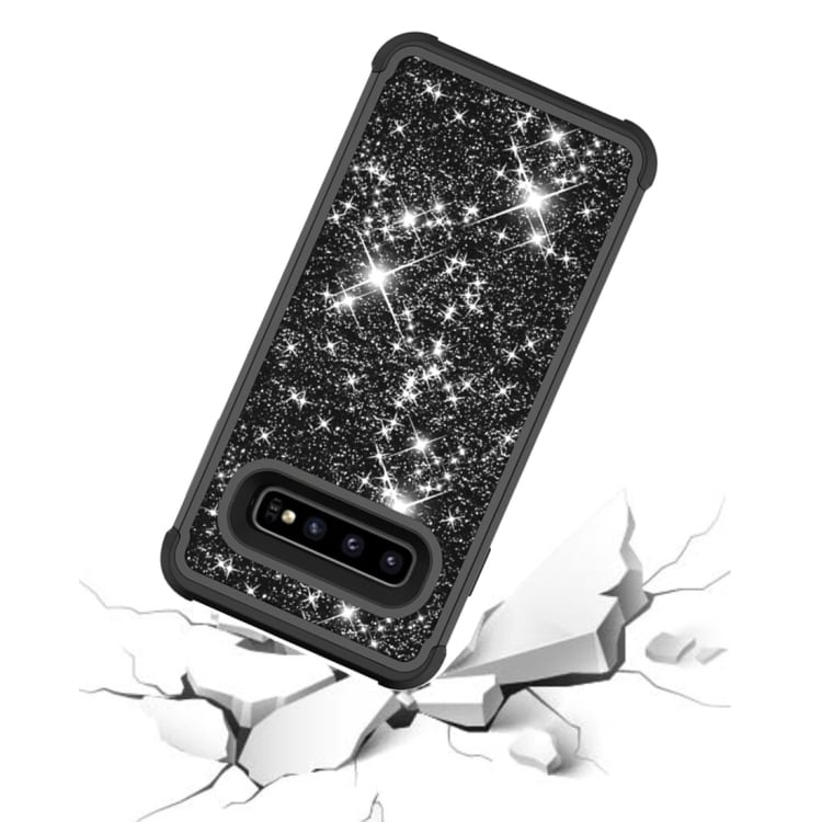 Shockproof Glitter-kotelo Samsung Galaxy S10 Musta