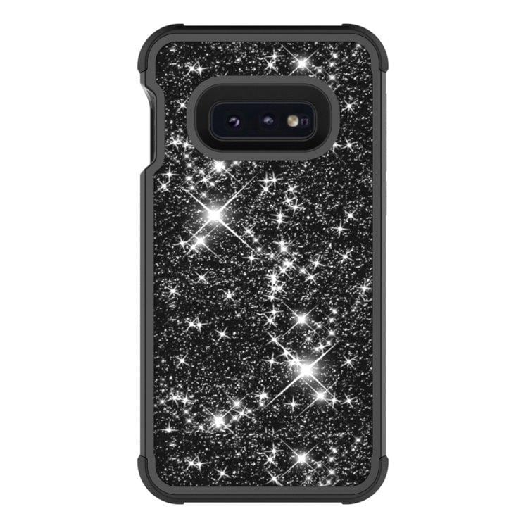 Shockproof Glitter-kotelo Samsung Galaxy S10e Musta