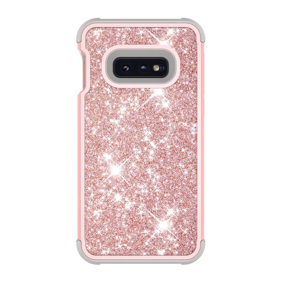Shockproof Glitter-kotelo Samsung Galaxy S10e Rose Gold