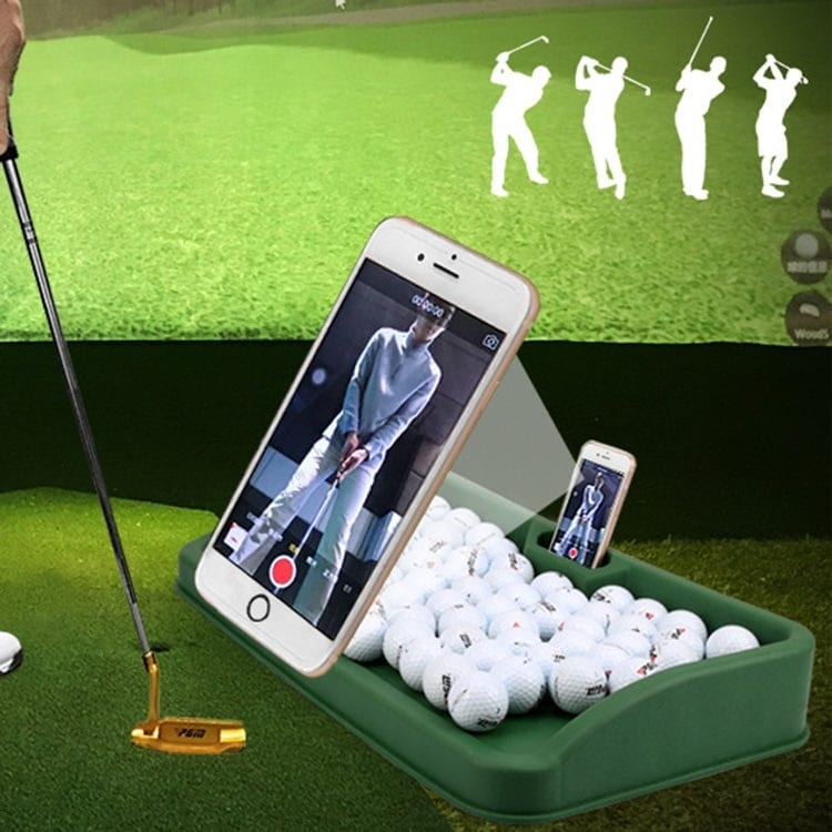 Golflaatikko, johon mahtuu n. 100 palloa, matkapuhelimen pidikkeellä