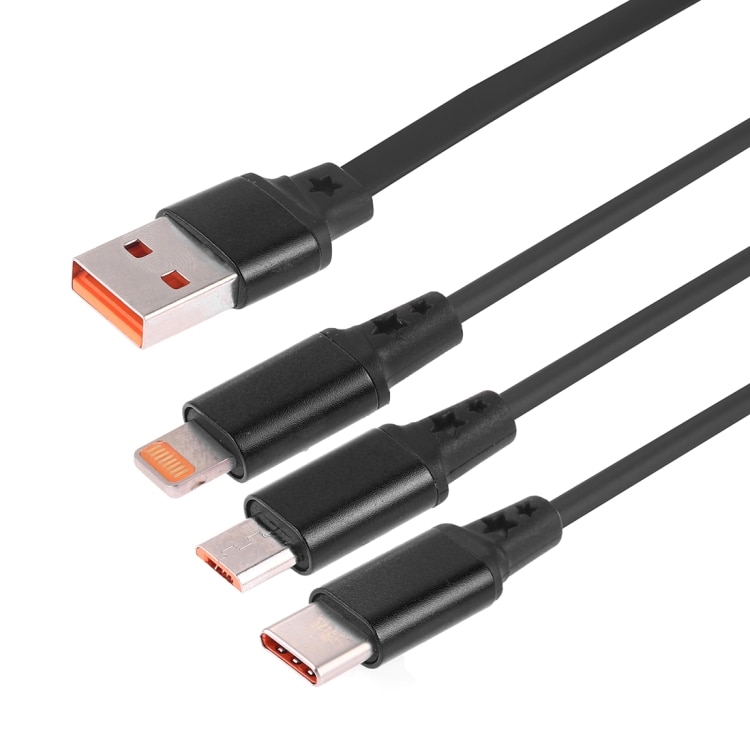 3 in 1 sisäänkelautuva latauskaapeli USB-C / Tyyppi-C + 8Pin + Micro USB