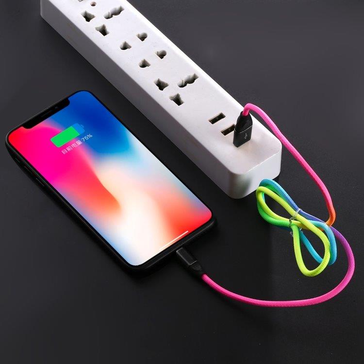 1m USB 8 Pin lightning latauskaapeliin - Sateenkaaren värit