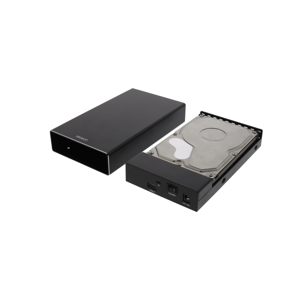 DELTACO Ulkoinen 3,5" kiintolevykotelo USBC/ USB 3.1