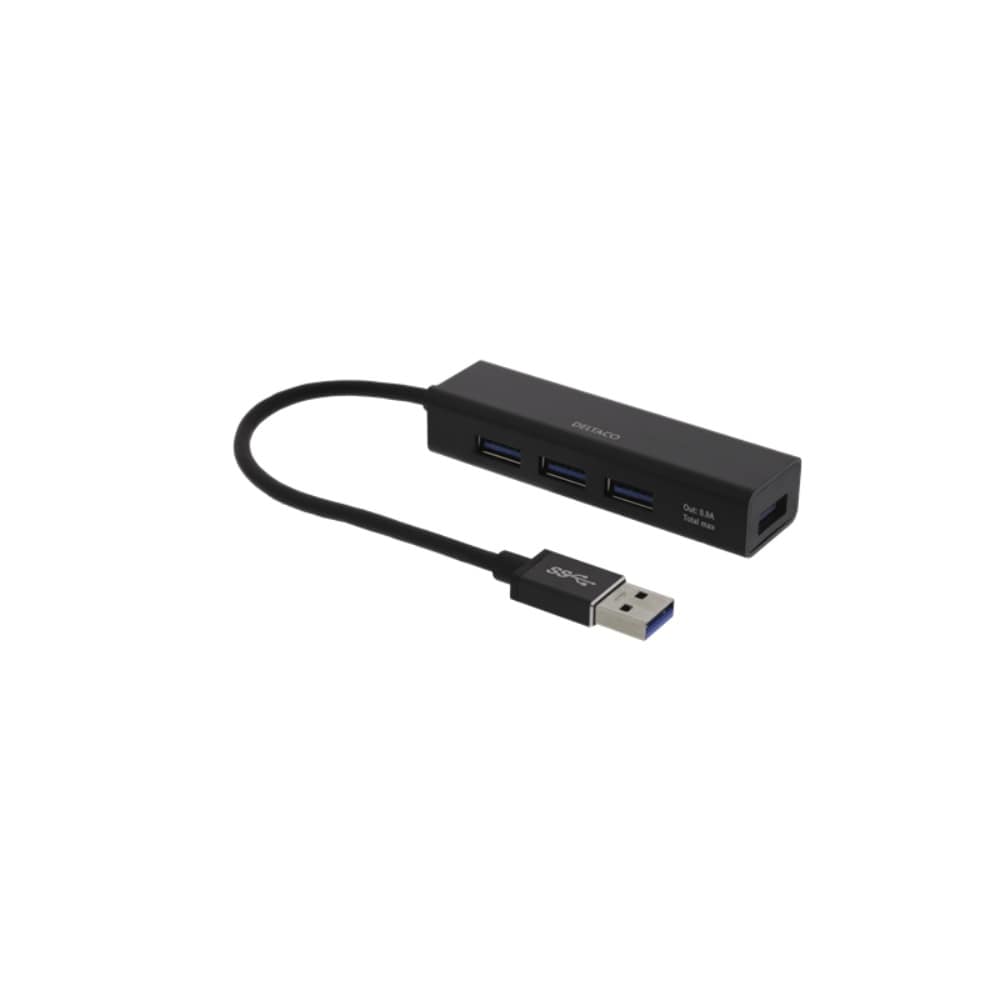 DELTACO USB Mini Hubi neljällä USB-A portilla