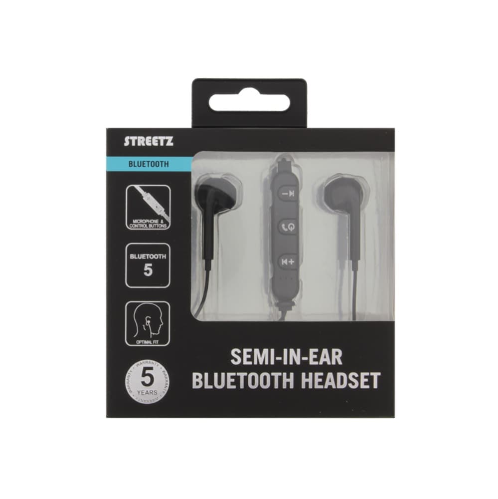 STREETZ semi-in-ear Bluetooth headset - Musta