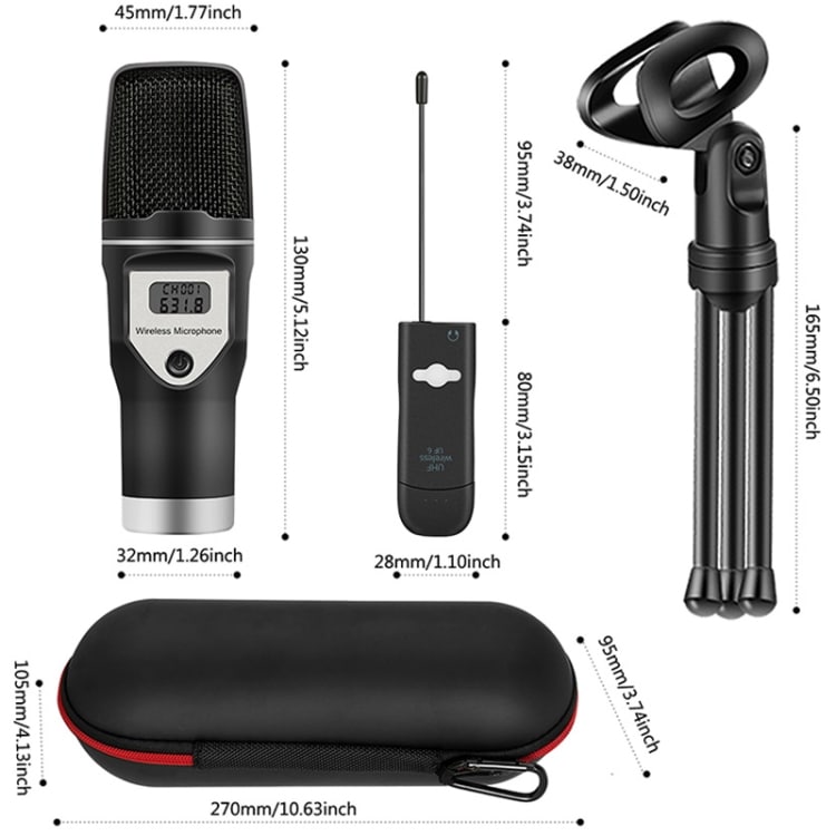 Yanmai langaton USB-kondensaattorimikrofoni jalustalla ja vastaanottimella