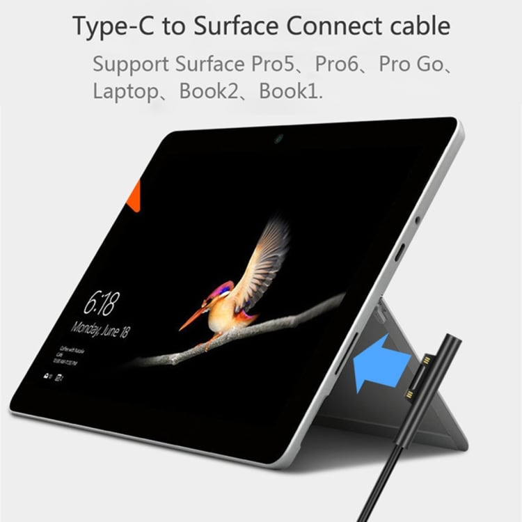 USB Type-C 6 Pin magneettinen laturinjohto Microsoft Surface Pro 6:een