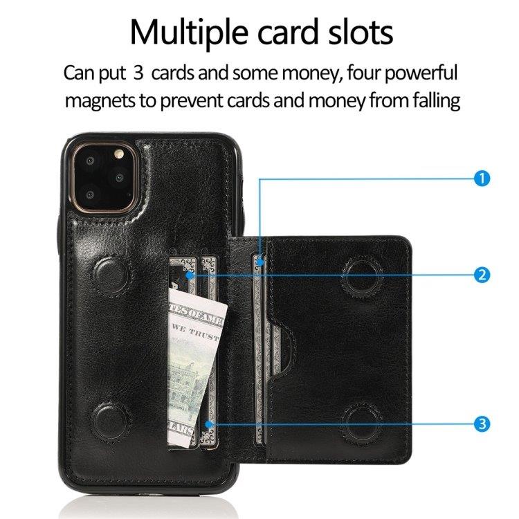 Lompakkokotelo telineellä ja lompakolla iPhone 11 Pro Musta