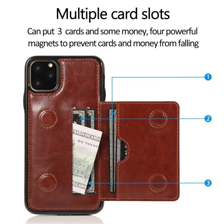 Lompakkokotelo telineellä ja lompakolla iPhone 11 Pro Ruskea