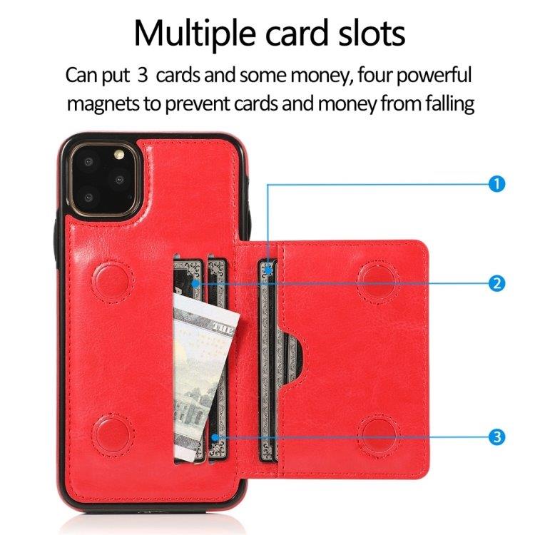 Lompakkokotelo telineellä ja lompakolla iPhone 11 Pro Punainen