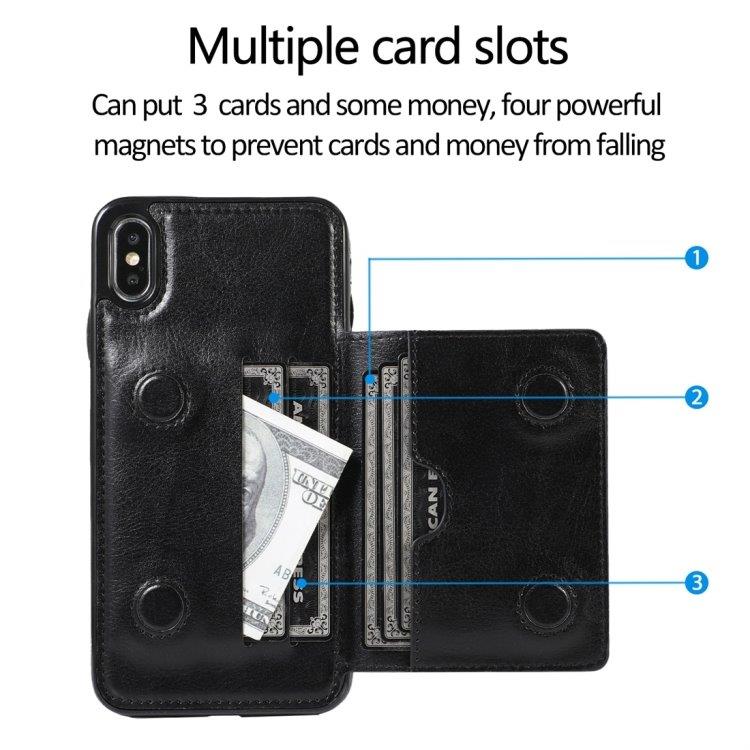 Lompakkokotelo telineellä iPhone  X / XS Musta