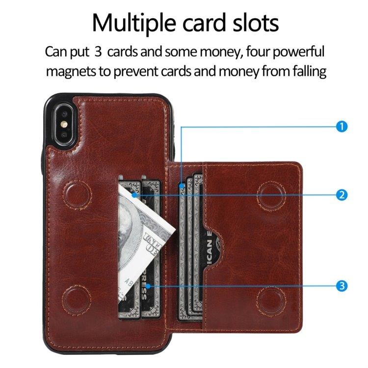 Lompakkokotelo telineellä iPhone  X / XS Ruskea