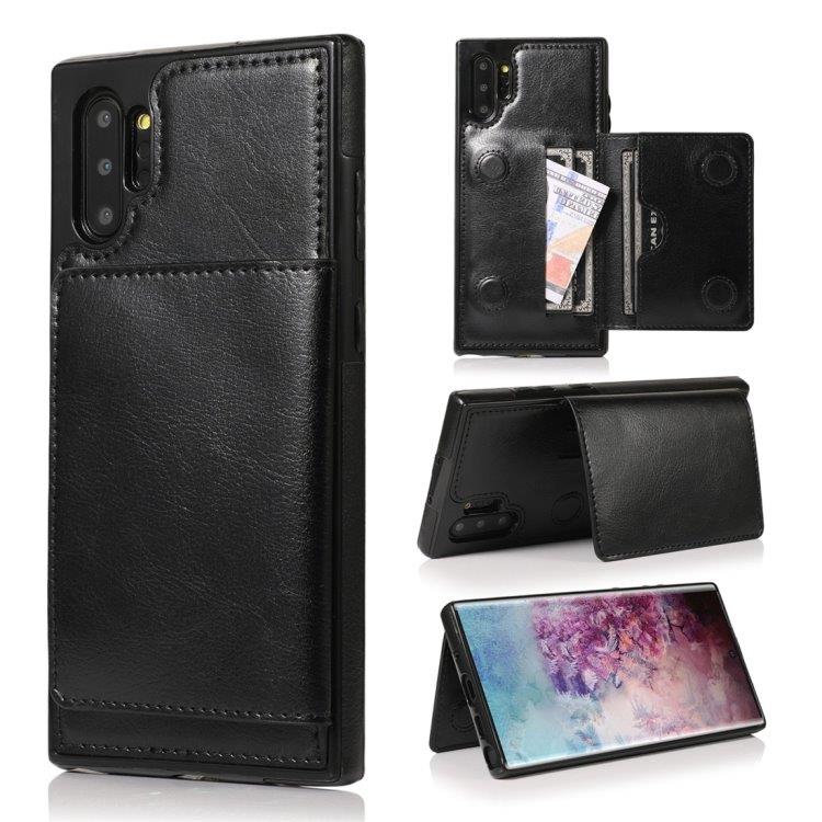 Takakuori Lompakolla ja Telineellä Samsung Galaxy Note 10+ Musta