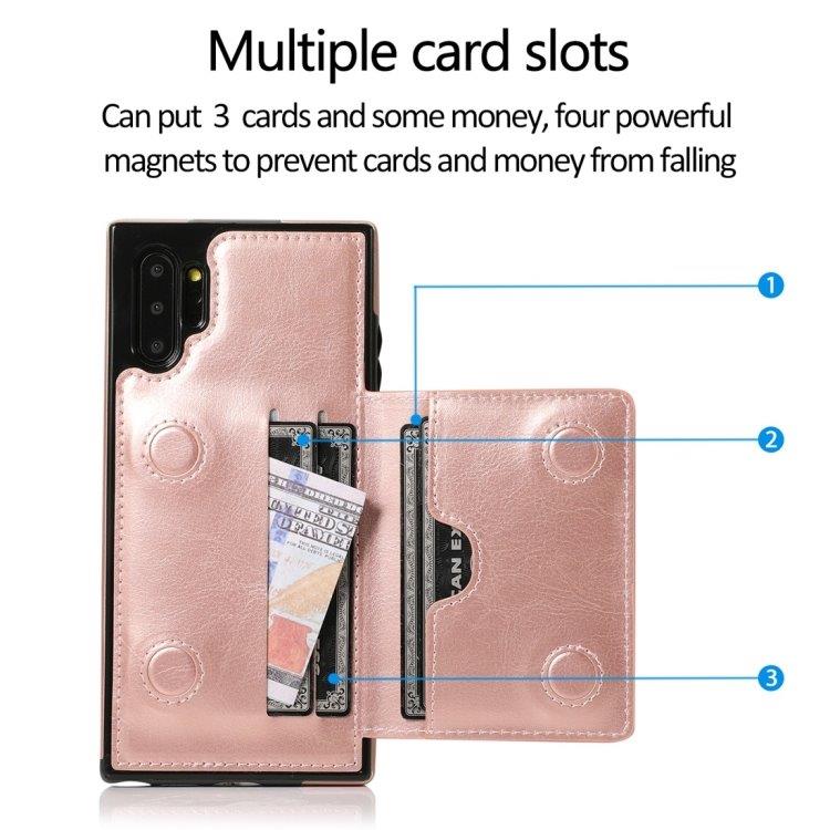 Takakansi Lompakolla ja Telineellä Samsung Galaxy Note 10+ Rosékulta