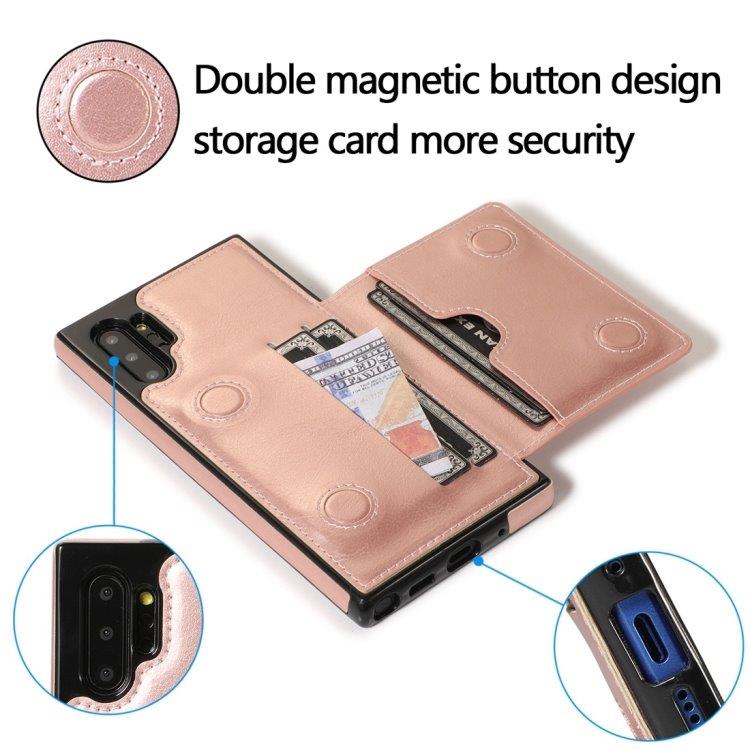 Takakansi Lompakolla ja Telineellä Samsung Galaxy Note 10+ Rosékulta