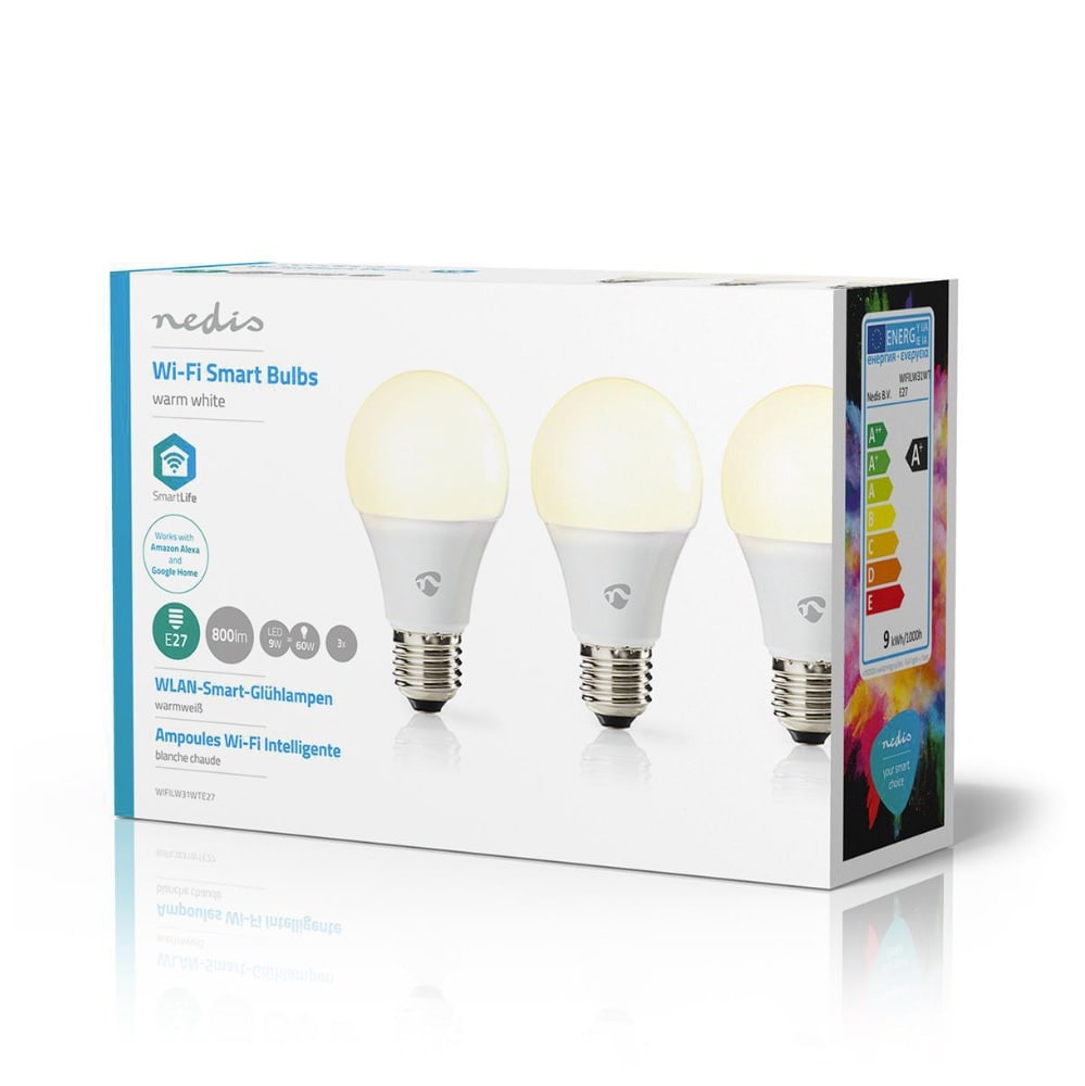 Wi-Fi Smart LED-lamppu Lämpimän valkoinen E27 3-kpl