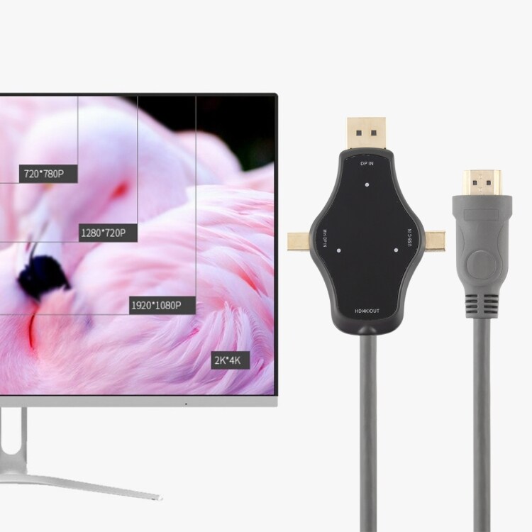 Sovitinjohto DisplayPort - Mini DisplayPort + USB Typ-C -> HDMI 4K