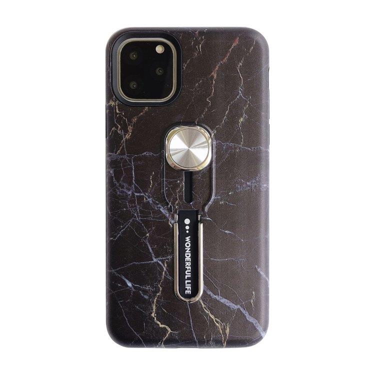 Musta Marmorikuori malliin iPhone 11 PRO max magneetilla ja sormenpidikkeellä