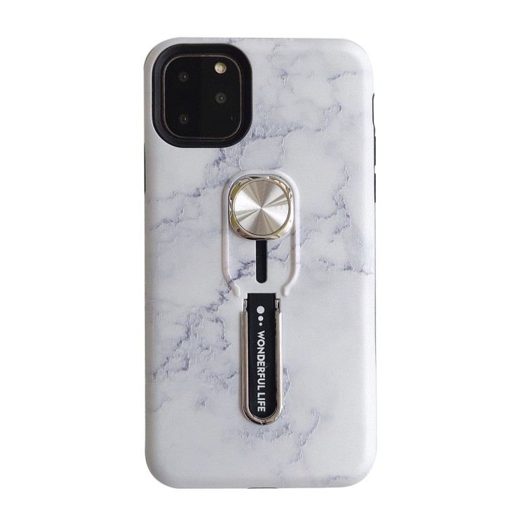 Valkoinen Marmorikuori malliin iPhone 11 PRO max magneetilla ja sormenpidikkeellä