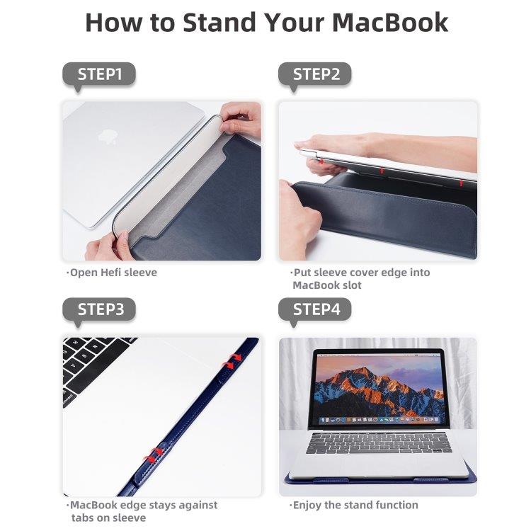 Sleeve Kotelo telineellä Macbook 13" - Sininen