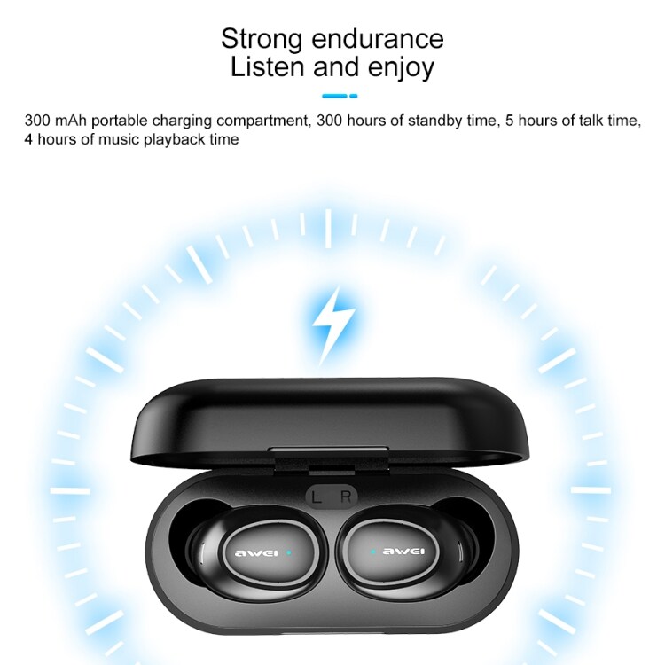 Langaton sport headset awei T6 Bluetooth V5.0 - Musta
