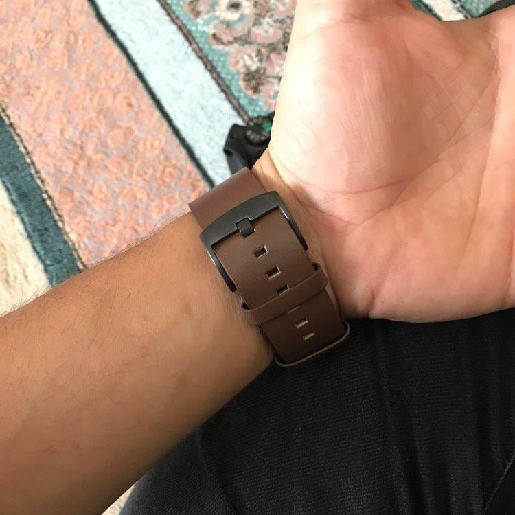 Nahkaranneke Apple Watch/ Galaxy Gear S3 /Moto 360 2nd - Musta 24mm