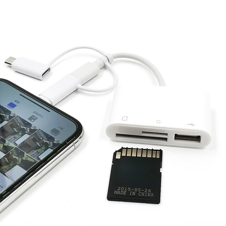 Adapteri USB-C / iPhone USB 2.0 + SD / TF / OTG