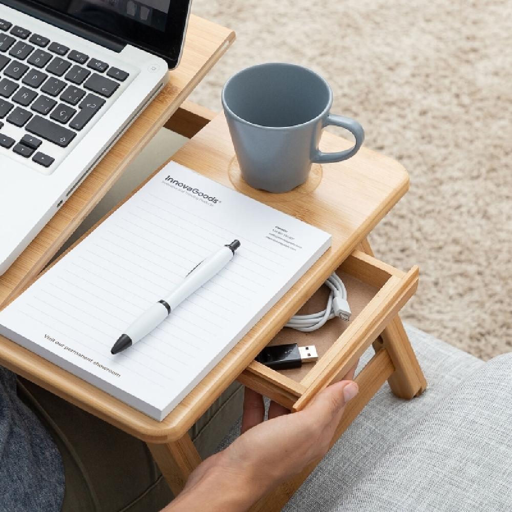 Taitettava bambupöytä kannettavalle tietokoneelle ja tabletille - tarjotinpöytä sänkyyn ja sohvalle