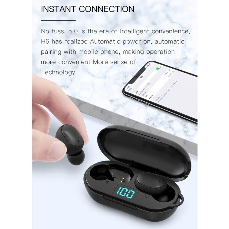 H6 True Wireless Bluetooth 5.0 Headset latauskotelolla