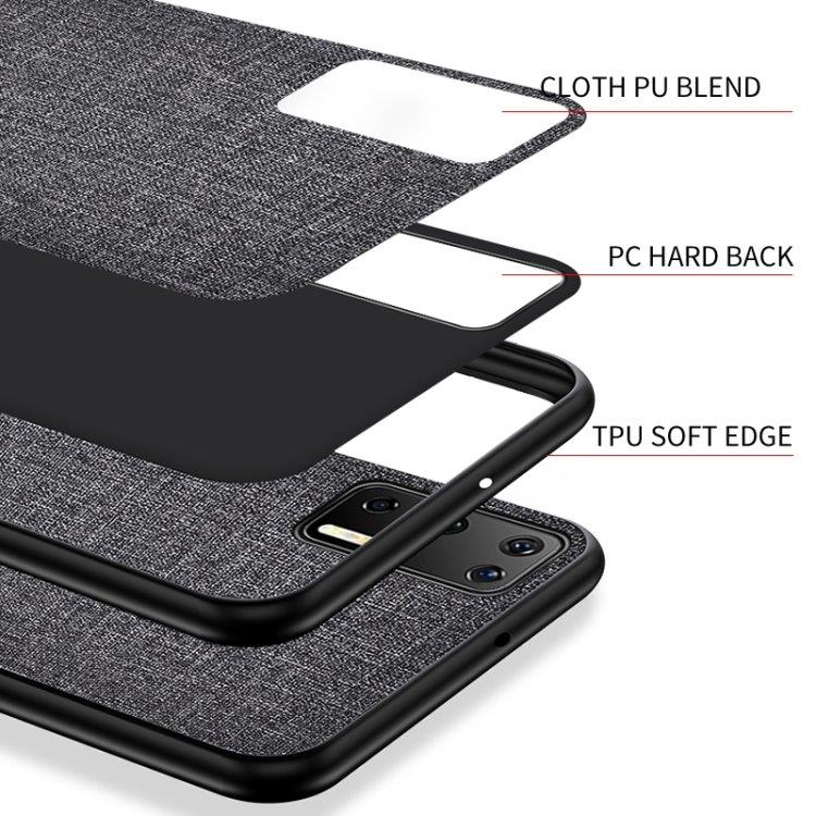 Kova matkapuhelimen kuori tekstiilirakenteella Huawei P40 - Musta