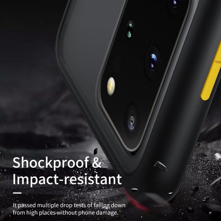 Shockproof TPU-kuori Samsung Galaxy S20, musta + keltainen