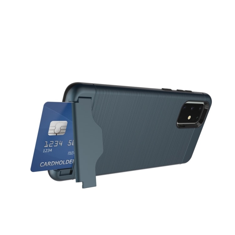 Shockproof kuori korttilokerolla Samsung Galaxy S20+, laivastonsininen