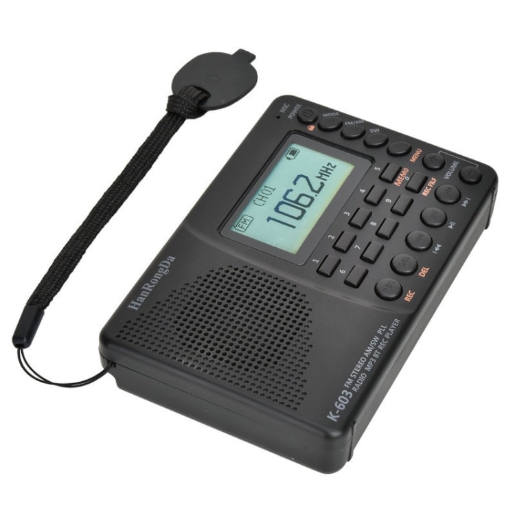 K-603-kannettava FM / AM / SW Stereoradio, jossa Bluetooth ja TF-kortti, musta