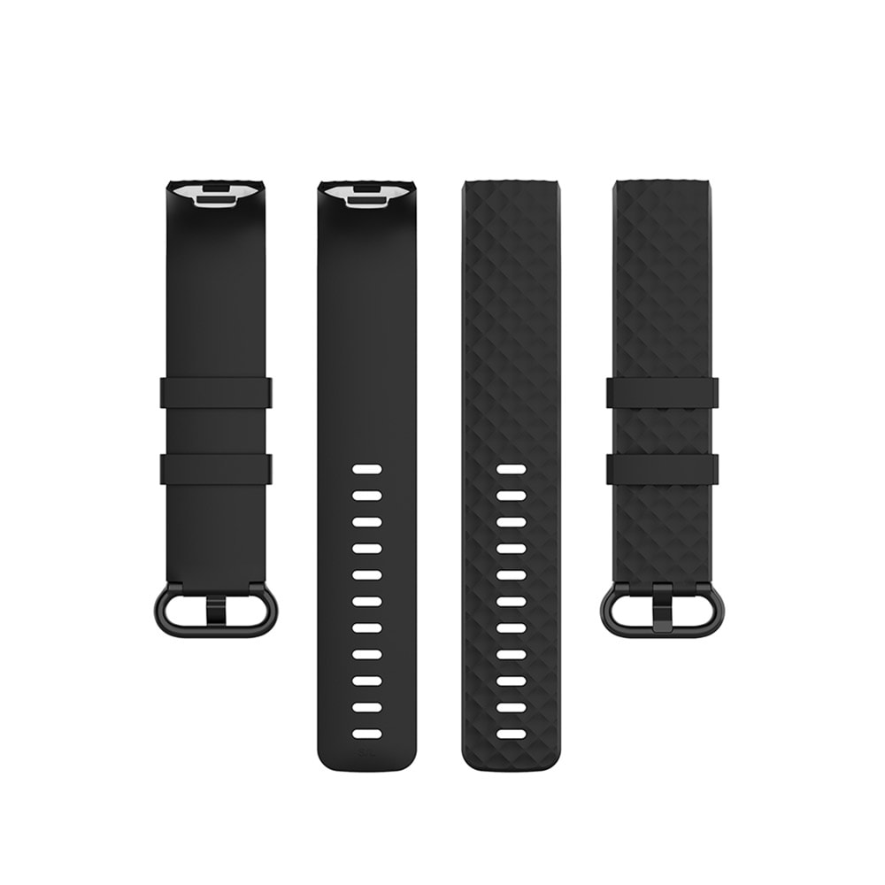 Silikoniranneke Fitbit Charge4 / Charge 3 - L Musta