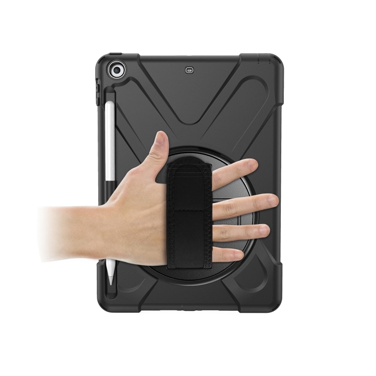 Suojakuori käsi -ja olkahihnalla, telineellä & kynäpidikkeellä iPad 9.7, Musta